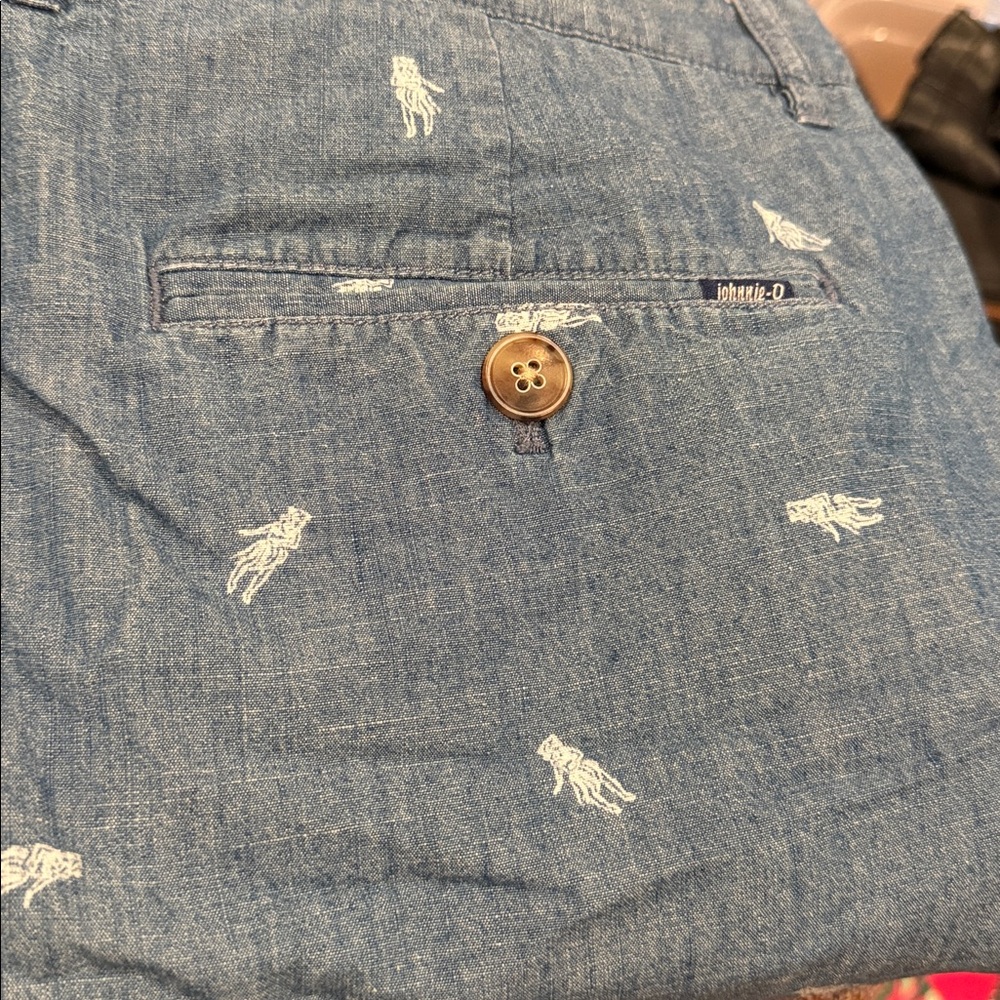 JOHNNIE-O Men's Chino Shorts Size 38 Blue Inseam 9 Rise 12 flat waist‎ 19